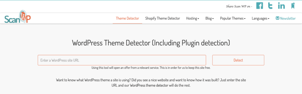 scanwp theme detector for wordpress website